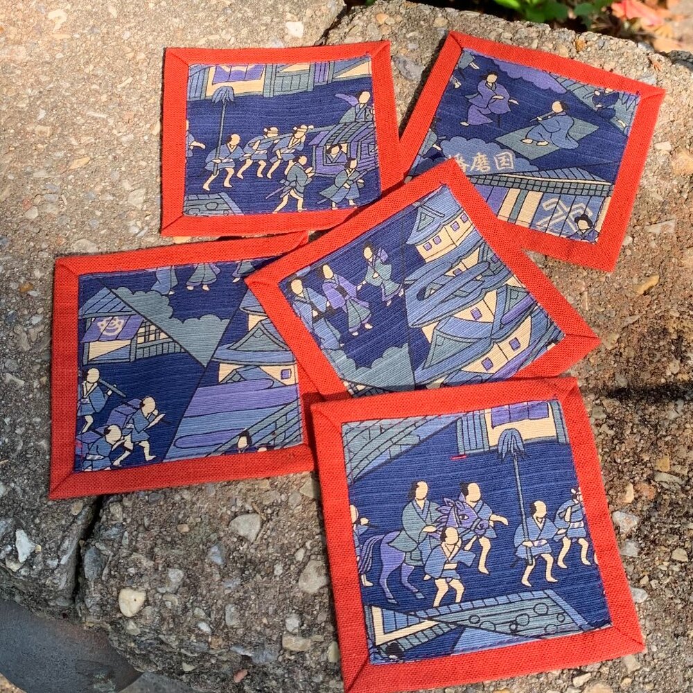 SALE $9.00 Handmade Japanese Coasters 5pc Set